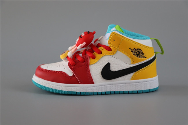 Youth Running Weapon Air Jordan 1 Red/White/Yellow Shoes 0107